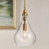 Modern Island Pendant Light, Iros 1-Light Brass Gold Teardrop Chandelier Pendant Light with Seeded Glass Shade by Uolfin