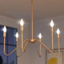 Antique Dark Gold Island Chandelier 25 in. 6-Light Classic Candlestick Large Pendant Light by Uolfin