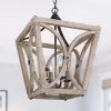 Modern Farmhouse Cage Dining Room Chandelier 4-Light Handcrafted Wood Chandelier by Uolfin