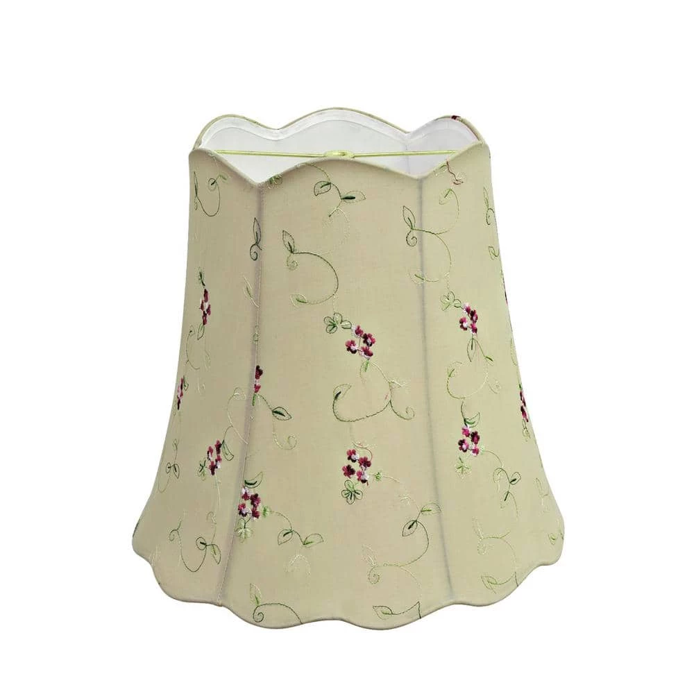 16 in. x 15 in. Apricot and Embroidered Floral Scallop Bell Lamp Shade by ASPEN Creative CORPORATION:Aspen Creative Corporation - Image 2