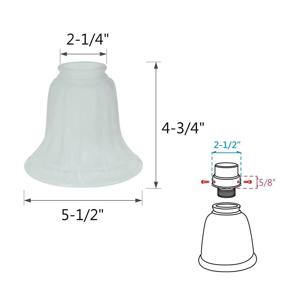 4-3/4 in. Faux Alabaster Bell Shaped Ceiling Fan Replacement Glass Shade (4-Pack) by ASPEN Creative CORPORATION:Aspen Creative Corporation - Image 2
