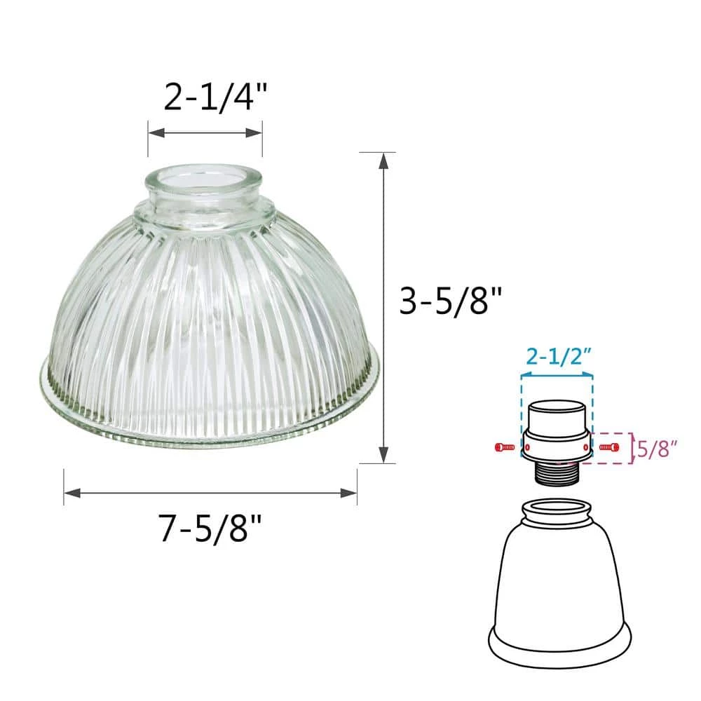 4-3/4 in. Clear Ribbed Dome Shaped Ceiling Fan Replacement Glass Shade (4-Pack) by ASPEN Creative CORPORATION:Aspen Creative Corporation - Image 2