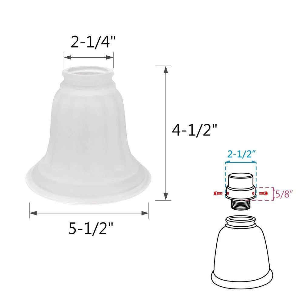 4-1/2 in. Frosted Bell Shaped Ceiling Fan Replacement Glass Shade (4-Pack) by ASPEN Creative CORPORATION:Aspen Creative Corporation - Image 2