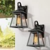 Farmhouse Black Outdoor Wall Sconce, 1-Light Modern Outdoor Lantern Sconce Light with Clear Glass Shade (2-Pack) by Uolfin