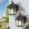 Farmhouse Cage Outdoor Wall Lights 1-Light Black Lantern Modern Outdoor Wall Lighting with Clear Glass Shade (2-Pack) by Uolfin