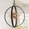 Modern Globe Chandelier Pendant Light Cali 6-Light Black & Brass Round Dining Room Chandelier by Uolfin