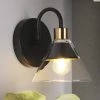 Modern Black Bathroom Vanity Light, 1-Light Brass Bell Wall Sconce Light with Double Shades by Uolfin