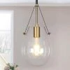 Modern Industrial Island Pendant Light, 1-Light Black Farmhouse Hanging Pendant light with Clear Gourd Glass Shade by Uolfin