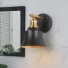 Modern Farmhouse Wall Light, 6 in. 1-Light Bathroom Black and Gold Bell Wall Sconce by Uolfin