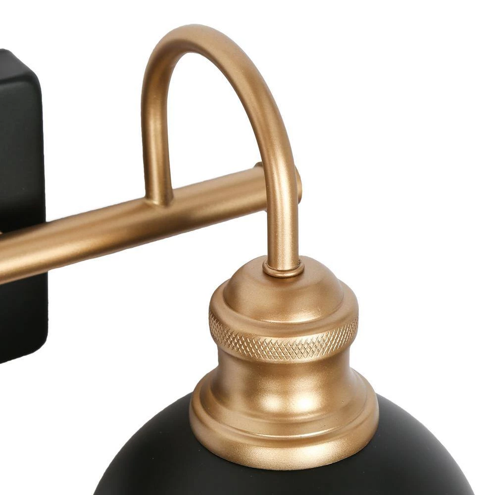 Farmhouse Gold Globe Vanity Light, 14 in. 2-Light Modern Black Bathroom Wall Light Sconce by Uolfin - Image 5