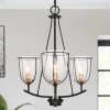 Modern Industrial Black Island Chandelier, 3-Light Farmhouse Gold Candlestick Chandelier Light with Clear Glass Shade by Uolfin