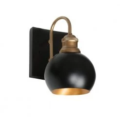 5.5 in. 1-Light Modern Black and Gold Bathroom Wall Sconce by Uolfin