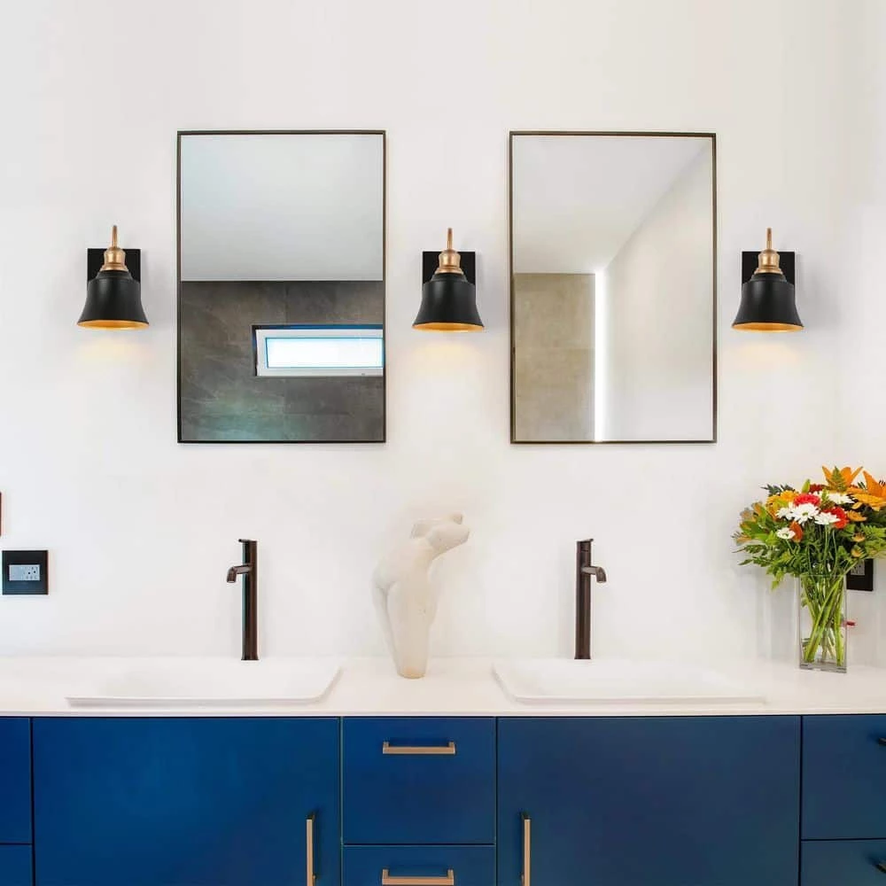 1-Light Black and Gold Wall Sconce with One Metal Shade by Uolfin - Image 3