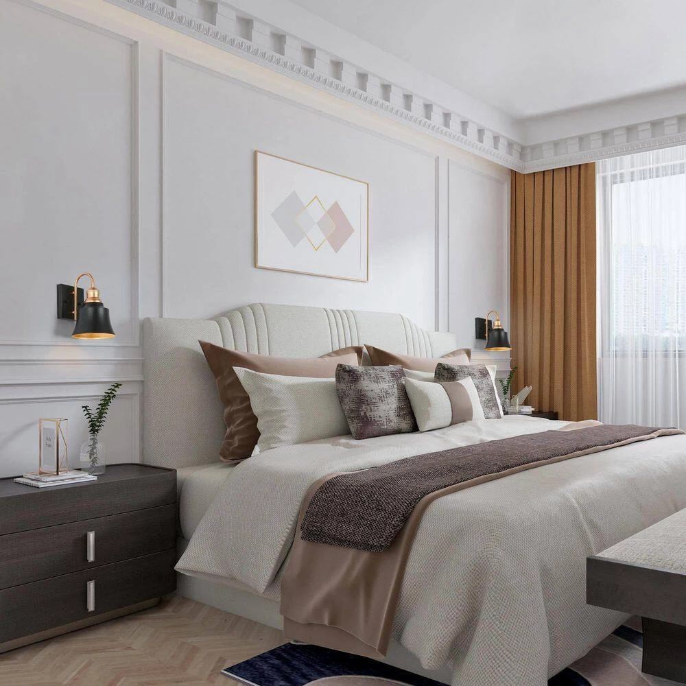 1-Light Black and Gold Wall Sconce with One Metal Shade by Uolfin - Image 7