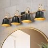 31.1 in. 4-Light Black and Gold Vanity Light with Dome Metal Shades by Uolfin