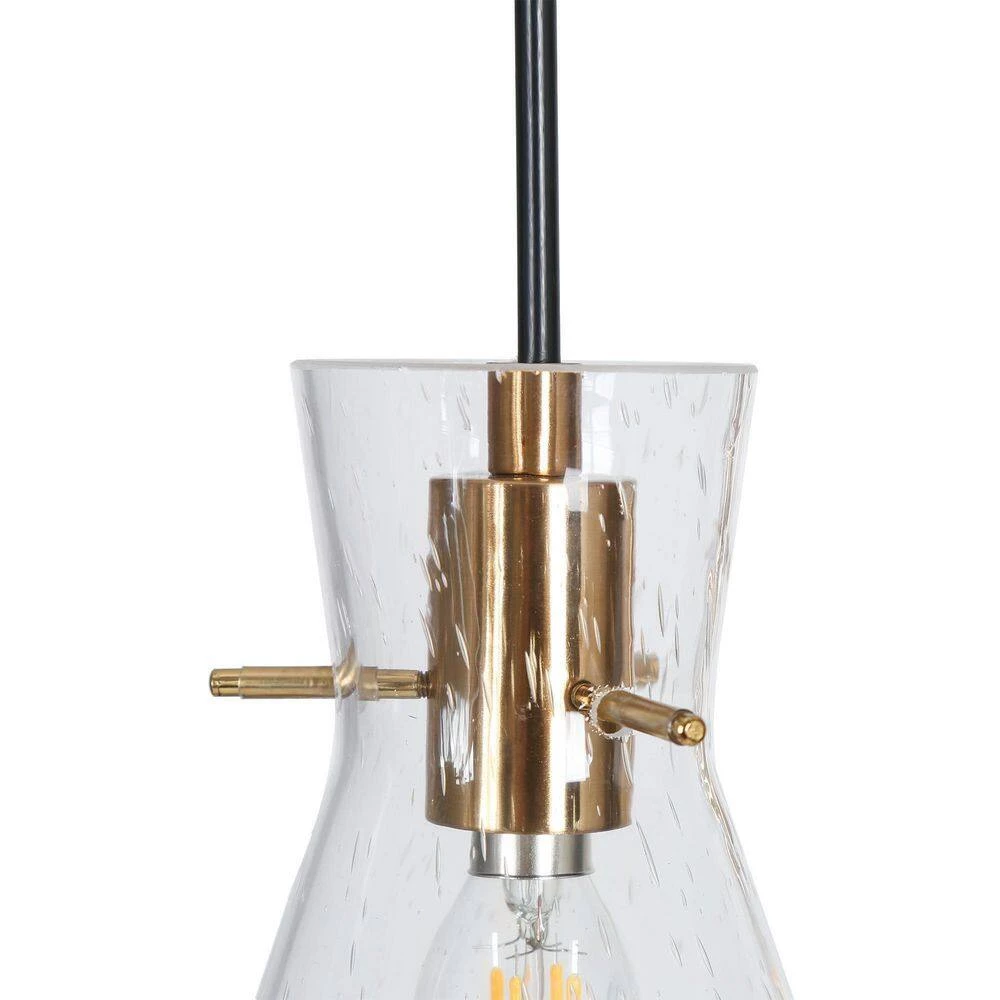 Modern Farmhouse Island Chandelier Light, 5-Light Black and Gold Transitional Chandelier with Seeded Glass Shades by Uolfin - Image 7