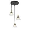 3-Light Modern Black and Brass Torch Pendant light with Clear Glass Shades by Uolfin