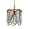 1-Light Farmhouse Gold Pendant Chandelier with Rustic Wood Beads by Uolfin