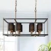 Modern Black Dining Room Chandelier, 8-Light Brass Contemporary Island Shaded Chandelier with Fabric Shades by Uolfin