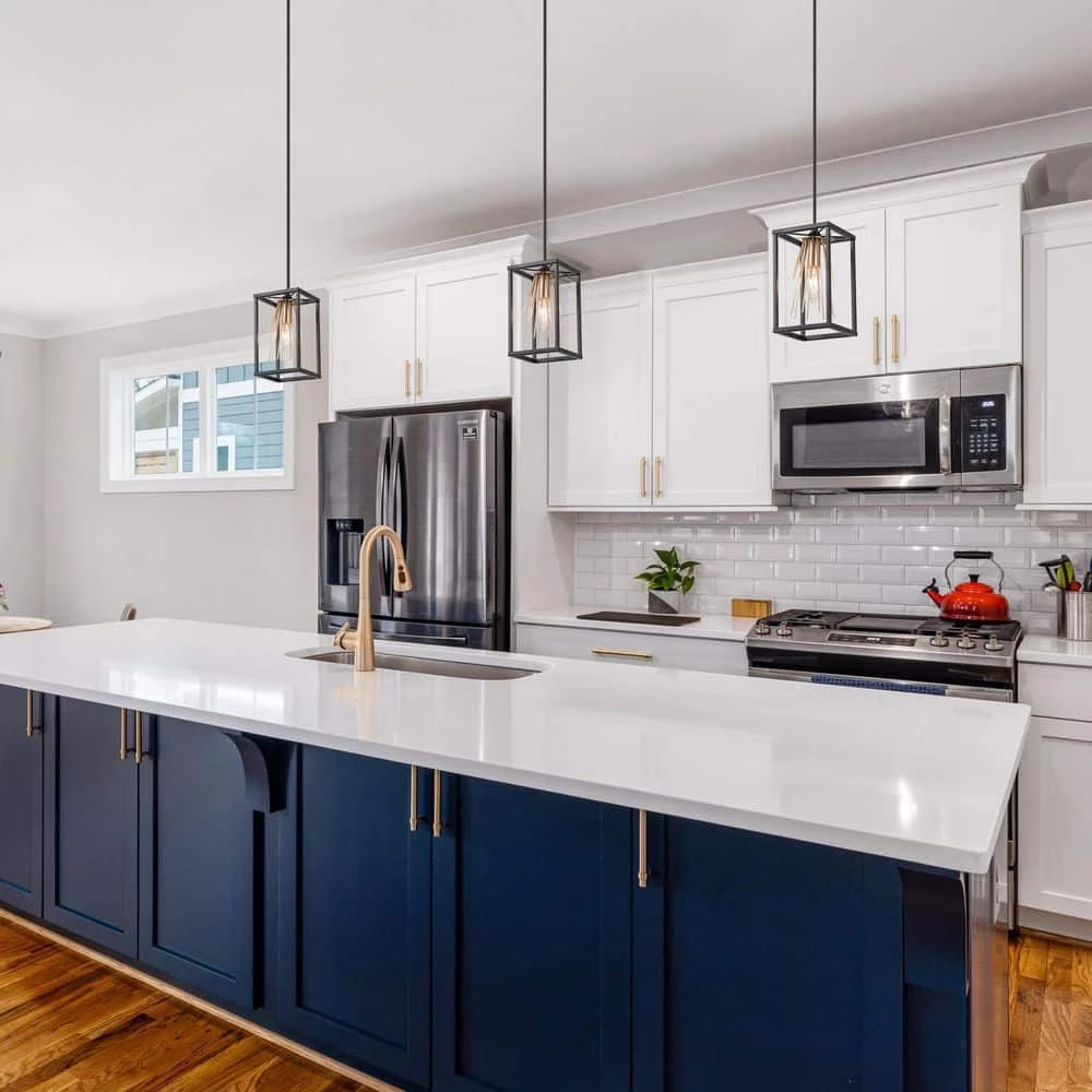 Modern Lantern Kitchen Island Pendant Light 1-Light Black and Brass Cage Pendant Light with Firework Shape Design by Uolfin - Image 3