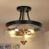 Modern Farmhouse Bowl Semi-Flush Mount Lighting, 3-Light Transitional Round Ceiling Lights with Seeded Glass Shade by Uolfin