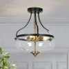 Modern Farmhouse Bowl Semi-Flush Mount Lighting, 3-Light Transitional Ceiling Lights with Clear Glass Shade by Uolfin