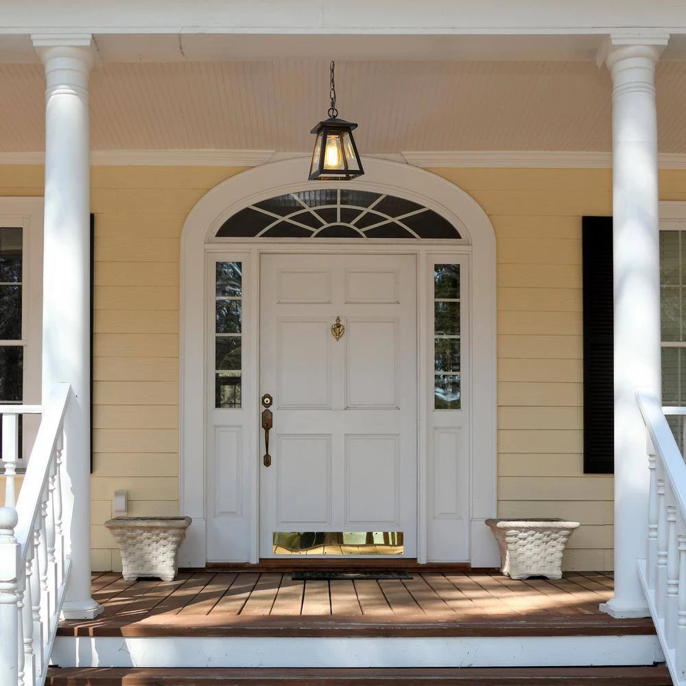 Modern Black Outdoor Hanging Light, Exton 1-Light Lantern Outdoor Patio Celing Pendant Light with Clear Glass Shade by Uolfin - Image 8