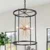Modern Round Sputnik Chandelier Pendant Light, 4-Light Black and Gold Transitional Cage Island Chandelier Light by Uolfin