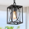Modern Farmhouse Cage Outdoor Hanging Light 1-Light Black Lantern Outdoor Pendant Light with Clear Glass Shade by Uolfin