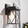 Farmhouse Black Outdoor Wall Sconce, Vistia 1-Light Modern Cage Outdoor Wall Lantern Sconce with Frosted Glass Shade by Uolfin