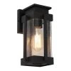 1-Light Modern Minimalist Black Non-Solar Hardwired Outdoor Wall Lantern Sconce with Seeded Glass Shade by Uolfin