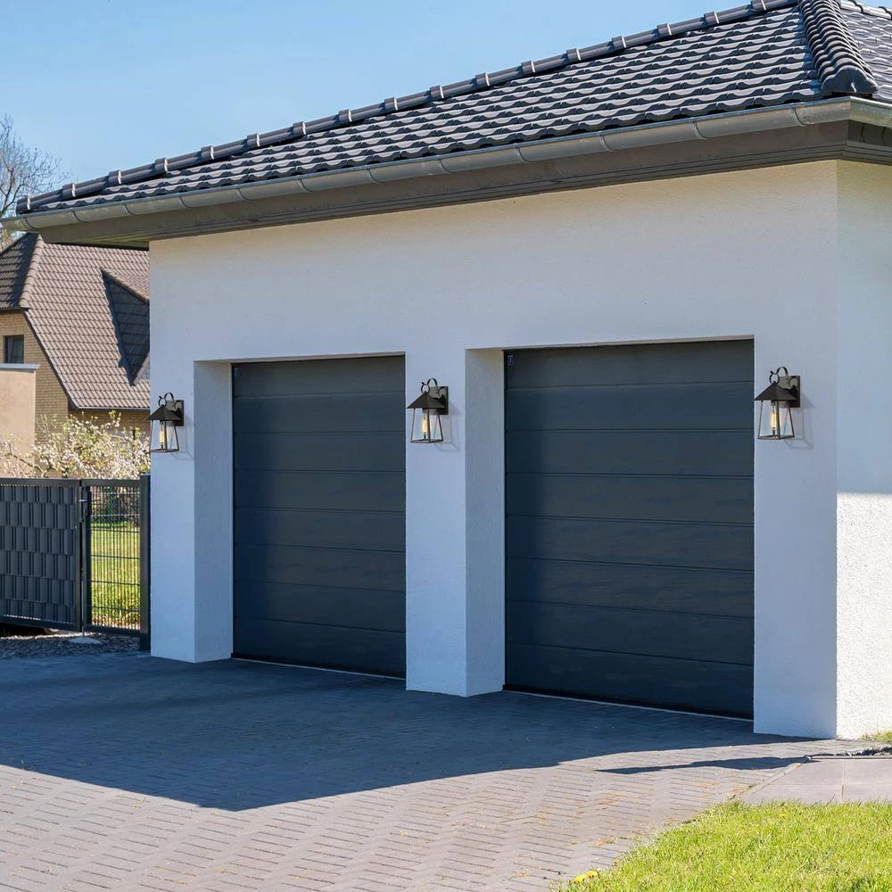 Modern Black Outdoor Wall Light Ceno 1-Light Cage Outdoor Wall Sconce Light with Seeded Glass Shade 1-Pack by Uolfin - Image 3