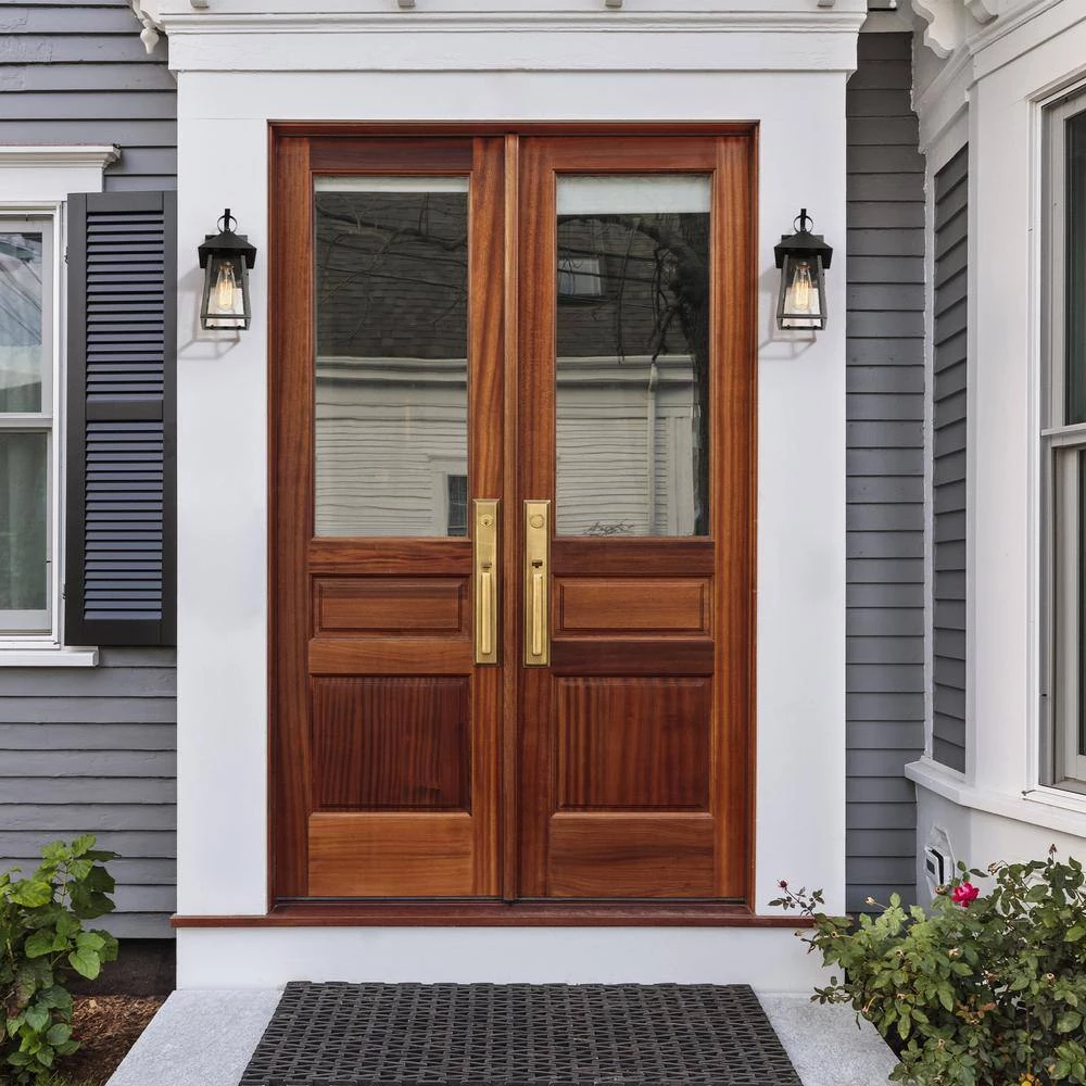 Modern Black Outdoor Wall Light Ceno 1-Light Cage Outdoor Wall Sconce Light with Seeded Glass Shade 1-Pack by Uolfin - Image 2