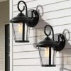 Modern Lantern Outdoor Wall Sconce Luxe 1-Light Black Cylinder Outdoor Wall Sconce with Clear Glass Shade (2-Pack) by Uolfin