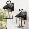 Modern Cage Outdoor Wall Light 1-Light Black Outdoor Wall Lantern Sconce Light with Seeded Glass Shade (2-Pack) by Uolfin