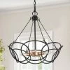 Modern Industrial Island Chandelier Lights, 4-Light Black and Gold Transitional Chandelier Pendant Light for Living Room by Uolfin