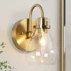 Modern Teardrop Bedroom Wall Light(s) 1-Light Brass Wall Sconce Lighting Bathroom Wall Light(s) with Clear Glass Shade by Uolfin