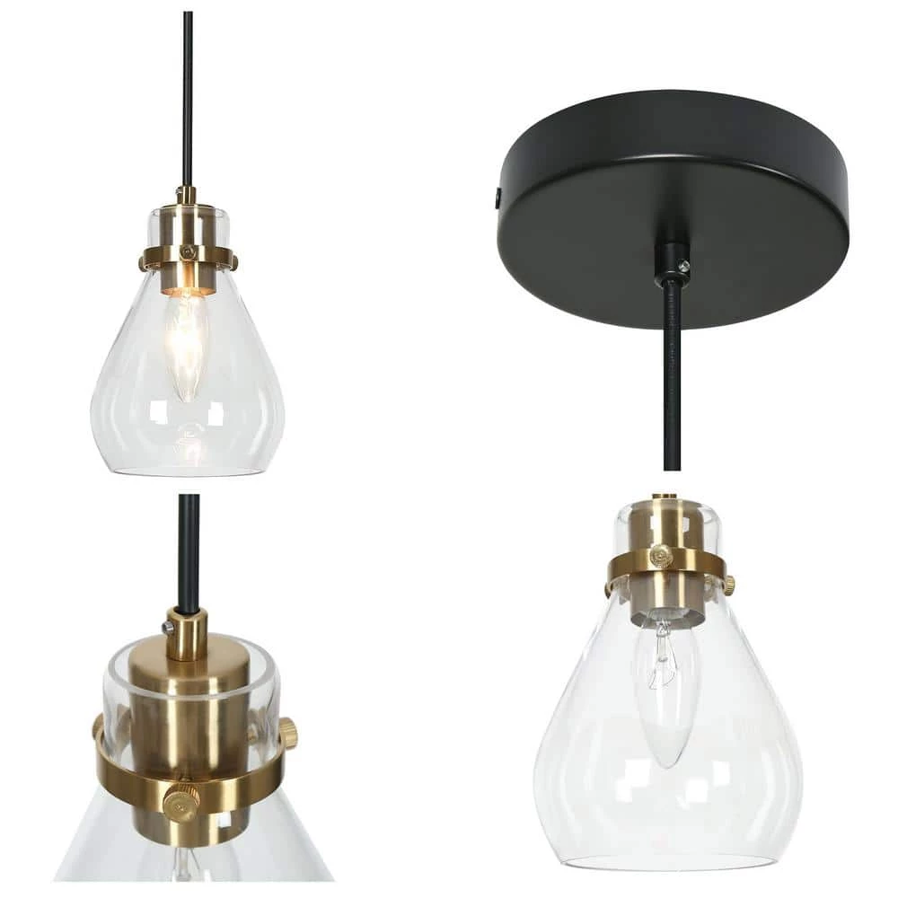Modern Teardrop Pendant Lighting 1-Light Hanging Brass Pendant Light(s) Mini Glass Pendant Light(s) for Kitchen Island by Uolfin - Image 5