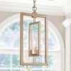 Modern Gold Geometric Pendant Light, Cali 1-Light Brass Rectangle Pendant Light with Clear Glass Shade by Uolfin
