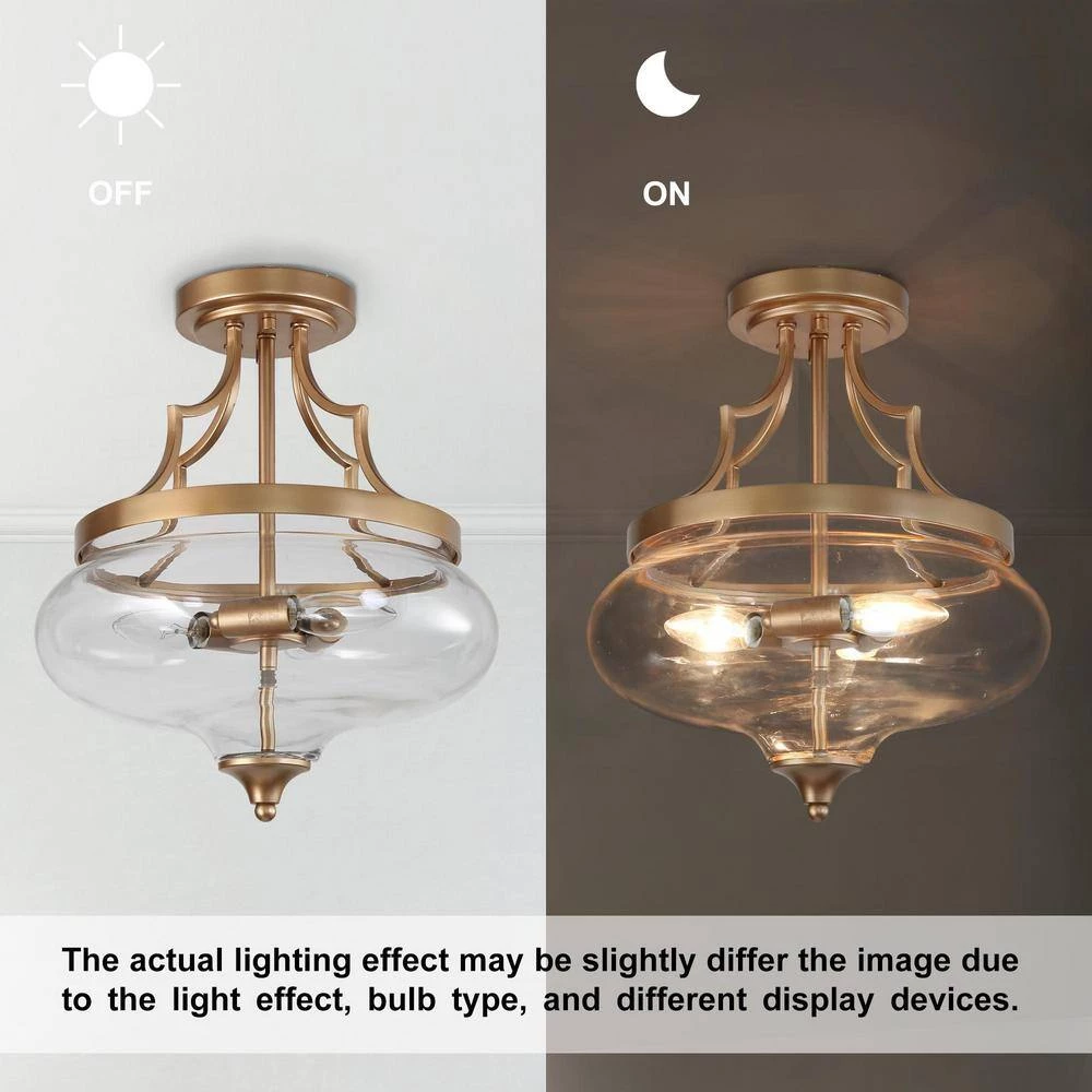 Modern Round Ceiling Light 3-Light Gold Circle Semi-Flush Mount Light with Clear Glass Shade by Uolfin - Image 7