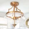 Modern Round Ceiling Light 3-Light Gold Circle Semi-Flush Mount Light with Clear Glass Shade by Uolfin