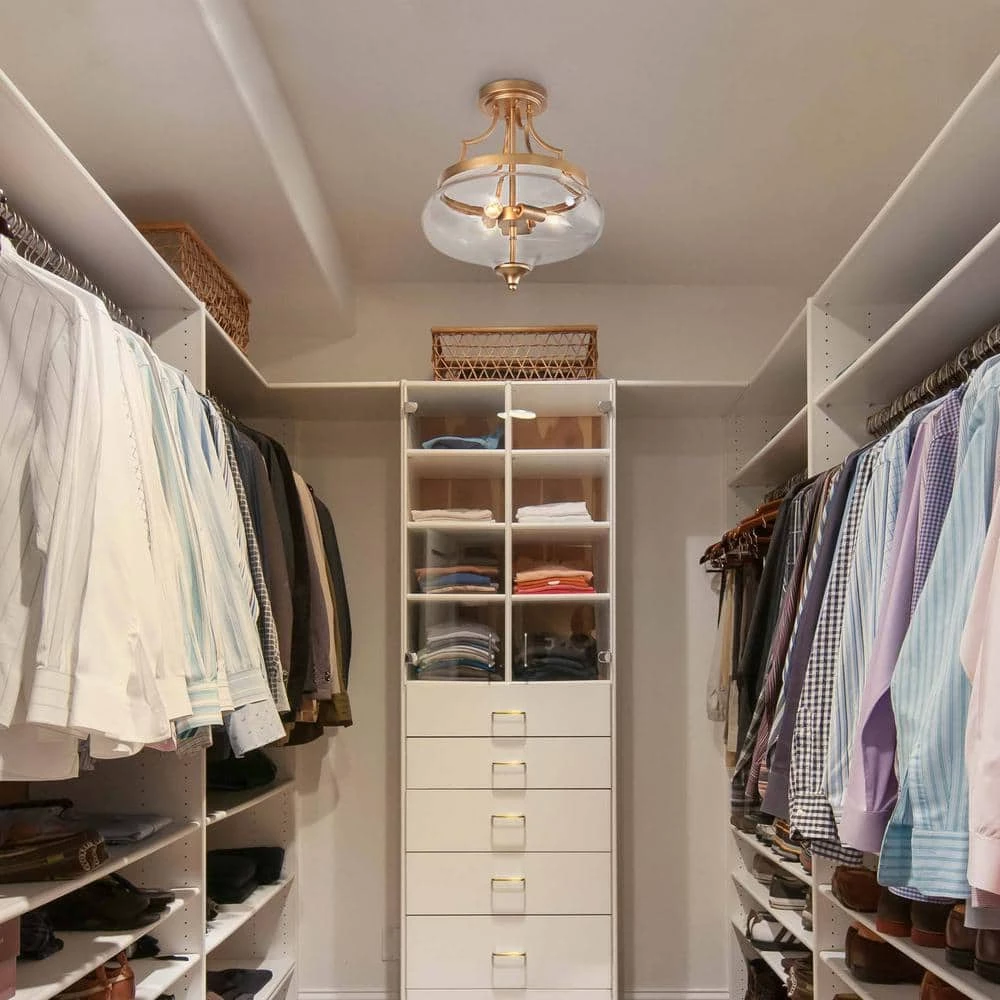 Modern Round Ceiling Light 3-Light Gold Circle Semi-Flush Mount Light with Clear Glass Shade by Uolfin - Image 2