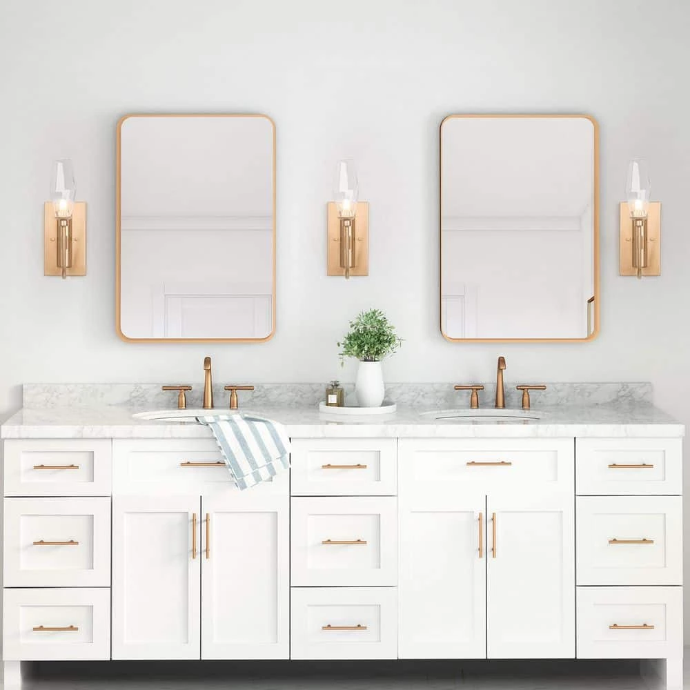 Modern Farmhouse Bathroom Vanity Light, 1-Light Gold Transitional Wall Sconces Lighting with Geometric Shades by Uolfin - Image 3