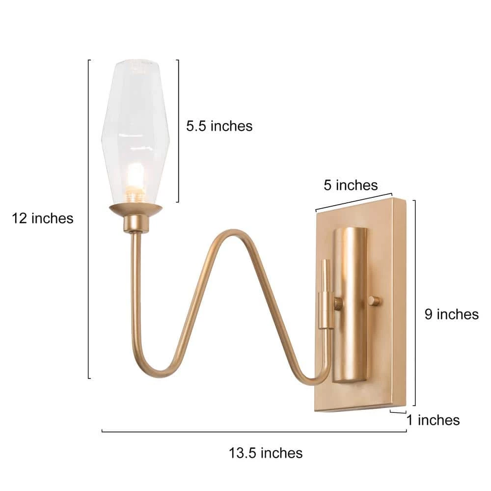 Modern Farmhouse Bathroom Vanity Light, 1-Light Gold Transitional Wall Sconces Lighting with Geometric Shades by Uolfin - Image 4