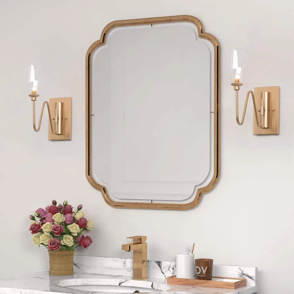 Modern Farmhouse Bathroom Vanity Light, 1-Light Gold Transitional Wall Sconces Lighting with Geometric Shades by Uolfin - Image 2