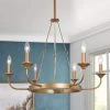 Gold Candlestick Chandelier, Rustic 6-Light Rust Gold Farmhouse Dining Room Chandelier with Candle Style by Uolfin