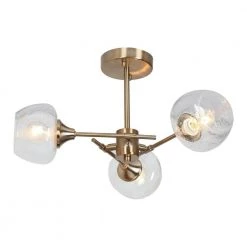 19.7 in. 3-Light Brass Semi-Flush Mount by Uolfin
