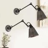 Modern Brushed Black Wall Light,1-Light Farmhouse Kitchen Plug-In or Hardwired Swing Arm Wall Lamp (2 Pack) by Uolfin