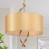 Modern Farmhouse Dining Room Drum Pendant Lights, 3-light Contemporary Gold Shaded Chandelier Light with Fabric Shade by Uolfin