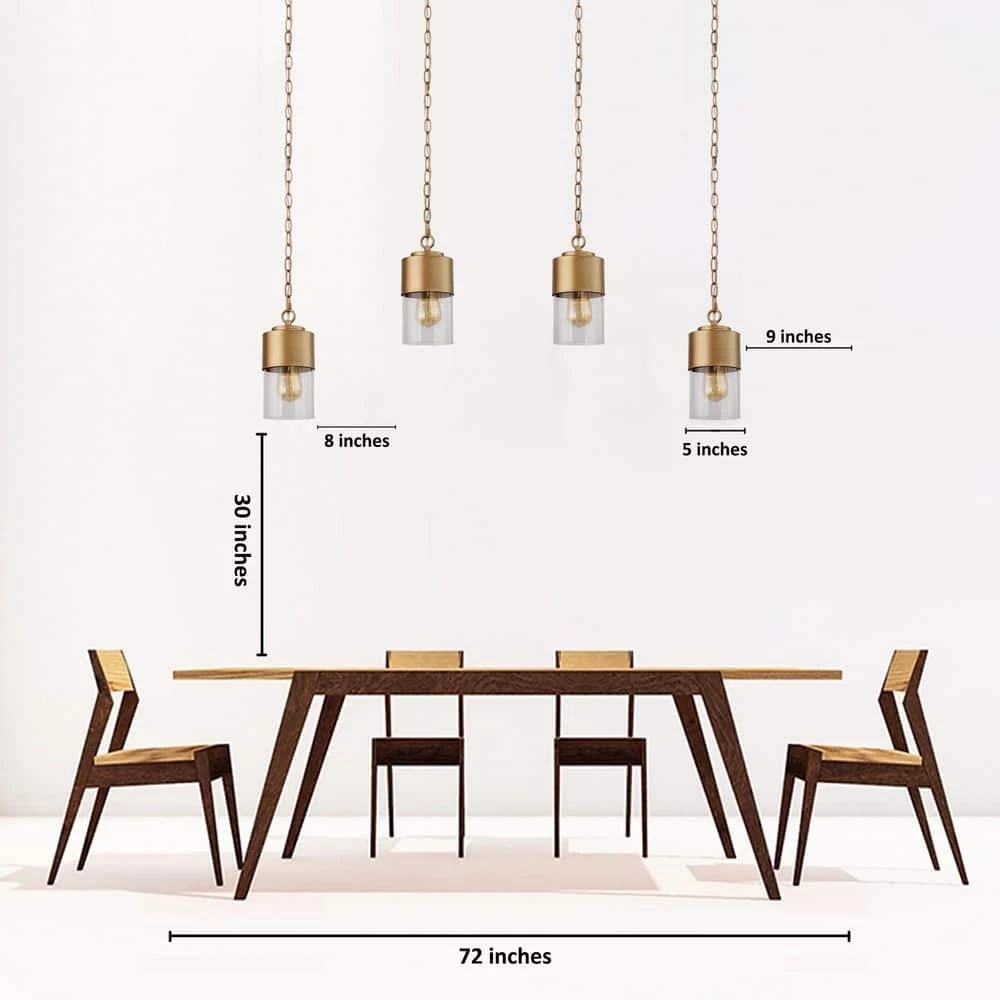 Modern Cylinder Pendant Light, Loe 1-Light Gold Kitchen Island Pendant Light with Clear Glass Shade by Uolfin - Image 5